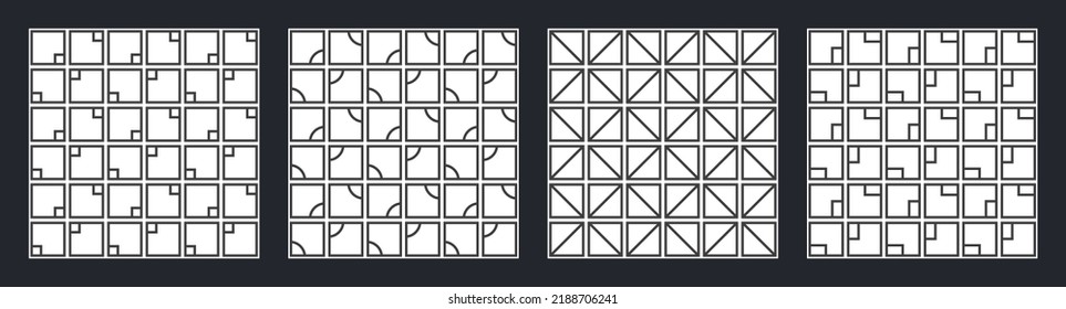 Set of flyer, posters, banners, placards, brochure design templates A6 size with simple geometric shapes. Graphic design templates. Geometric textures. Abstract vector monochrome backgrounds.