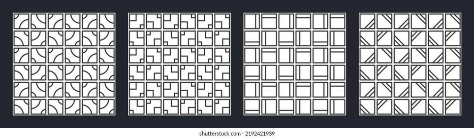 Set of flyer, posters, banners, placards, brochure design templates A6 size with simple geometric shapes. Graphic design templates. Geometric textures. Abstract vector monochrome backgrounds.