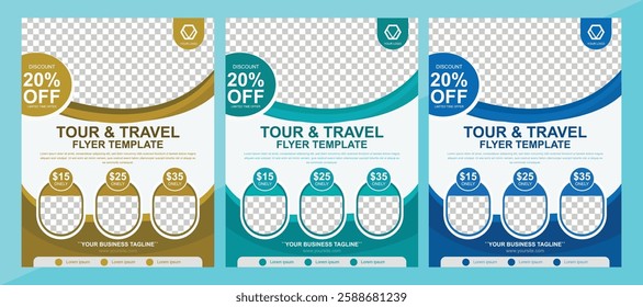 Set of flyer template for tour operator or travel agency