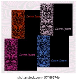 Set of Flyer templates with abstract ornament pattern. Vector greeting card design. Save the date Collection Templates. r