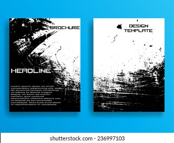 Set Of Flyer Templates. Brochure Design Template . Abstract Modern Background . Grunge Black And White Distress Texture .