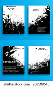 Set of Flyer Templates. Brochure Design Template . Abstract Modern Background . Grunge Black and White Distress Texture 