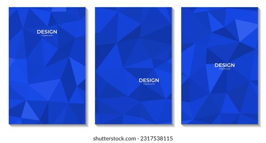 set of flyers abstract blue background with triangles for business