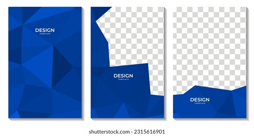 set of flyers abstract blue triangles background with copy space area for business