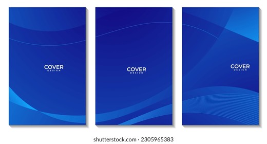 set of flyers with abstract blue wave gradient background. vrector illustration.