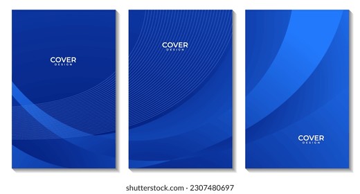 conjunto de volantes con fondo abstracto de degradado de onda azul con líneas