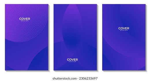 set of flyers with abstract purple and blue background with waves