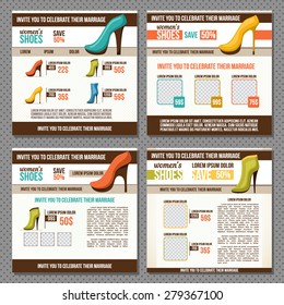 Set of flyers or banner design of ladies shoe.