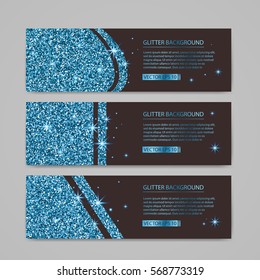 Set of Flyers with blue glitter design, brochure Templates.