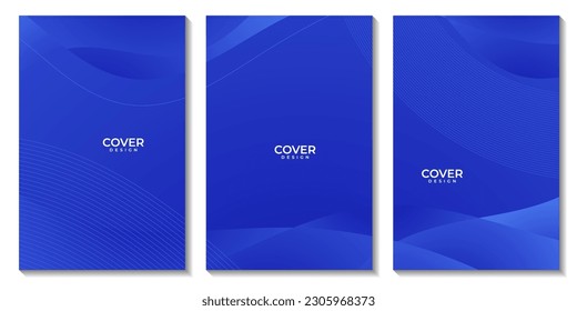 set of flyers blue wave background for business