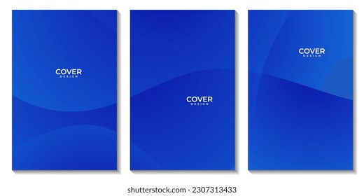 set of flyers with blue wave background for business