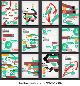 Flyer-Set, Broschüren-Design-Vorlagen mit Aufklebern und Infografiken, Business Web Online-Präsentation Design-Design
