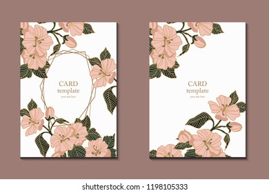 Set of flyers, brochures, templates design. Cards with floral patterns and ornaments.