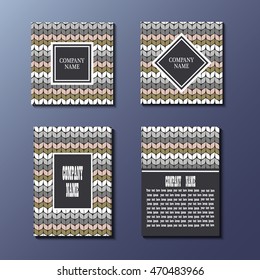 Set of flyers, brochures, templates design. Cards with knitting patterns