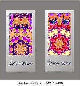 Set of flyers, brochures, templates design. Vintage cards with mandala patterns and ornaments. Islam, Arabic, Indian, ottoman motifs.