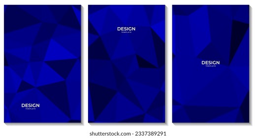 set of flyers. set of covers. set of poster. abstract blue geometric triangle pattern background for business project