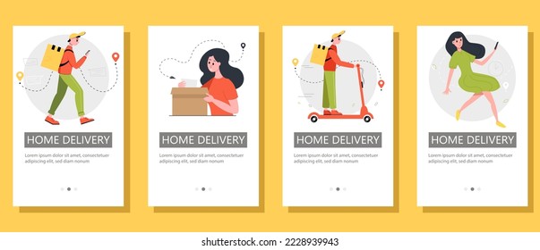Set of flyers for the delivery service. Vector illustration for poster, flyer, banner, advertisement.