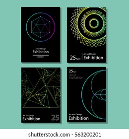 set of flyers in the geometric style