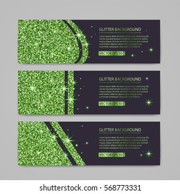 Set of Flyers with green glitter design, brochure Templates.