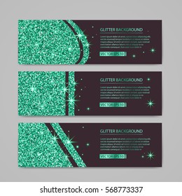 Set of Flyers with green glitter design, brochure Templates.