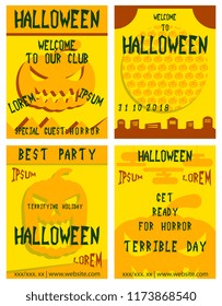 Set of flyers for halloween vector illustration. Templates of posters . Halloween party greeting cards.