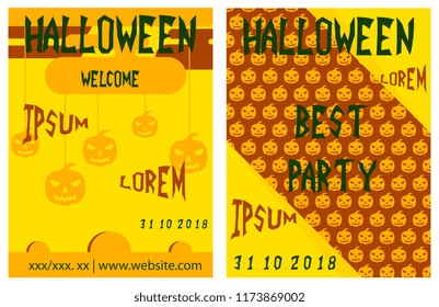 Set of flyers for halloween vector illustration. Templates of posters . Halloween party greeting cards.