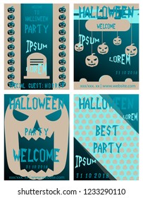 Set of flyers for halloween vector illustration. Templates of posters . Halloween party greeting cards.