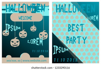 Set of flyers for halloween vector illustration. Templates of posters . Halloween party greeting cards.