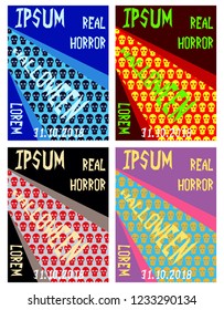 Set of flyers for halloween vector illustration. Templates of posters . Halloween party greeting cards.