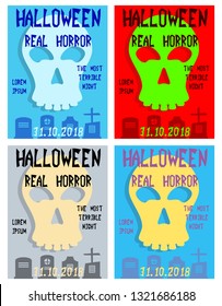 Set of flyers for halloween vector illustration. Templates of posters . Halloween party greeting cards.