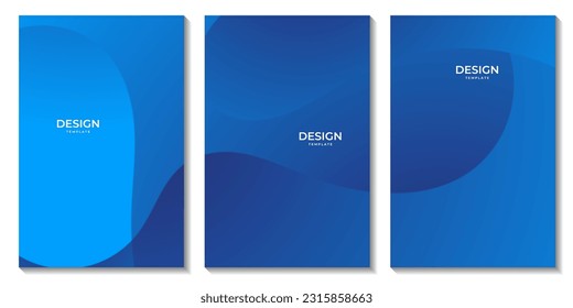 set of flyers modern simple blue wave gradient vector background for business