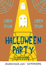 Set of Flyers for a night party in the style of Helloween. Vector face on modern colourful background for cover, banner, brochure, poster, presentations. Vector illustration