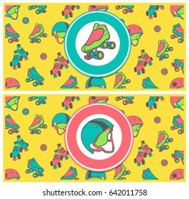 Set of flyers on the theme of roller derby and roller skating.