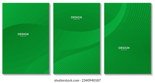 set of flyers, poster, covers with abstract green wave gradient background for business