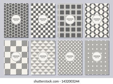 Set of flyers, posters, banners, placards, brochure design templates A6 size. Graphic design templates for logo, labels and badges. Abstract geometric backgrounds. Stylish backgrounds.
