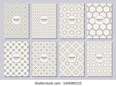 Set of flyers, posters, banners, placards, brochure design templates A6 size. Graphic design templates for logo, labels and badges. Abstract geometric backgrounds. Stylish backgrounds.