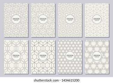Set of flyers, posters, banners, placards, brochure design templates A6 size. Graphic design templates for logo, labels and badges. Abstract geometric backgrounds. Stylish backgrounds.