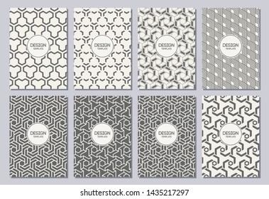Set of flyers, posters, banners, placards, brochure design templates A6 size. Graphic design templates for logo, labels and badges. Abstract geometric backgrounds. Stylish backgrounds.