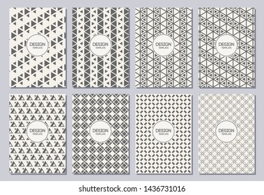 Set of flyers, posters, banners, placards, brochure design templates A6 size. Graphic design templates for logo, labels and badges. Abstract geometric backgrounds. Stylish backgrounds.