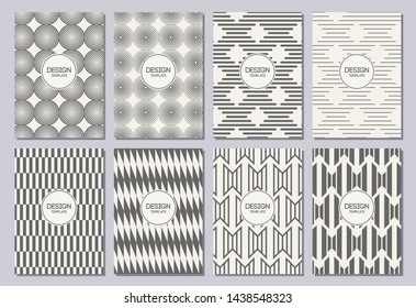 Set of flyers, posters, banners, placards, brochure design templates A6 size. Graphic design templates for logo, labels and badges. Abstract geometric backgrounds. Stylish backgrounds.