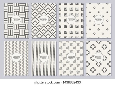 Set of flyers, posters, banners, placards, brochure design templates A6 size. Graphic design templates for logo, labels and badges. Abstract geometric backgrounds. Stylish backgrounds.