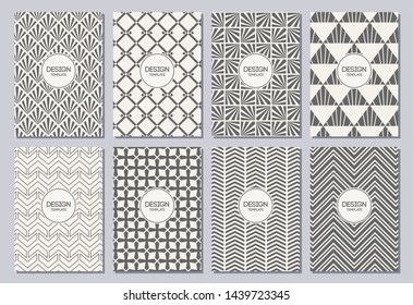 Set of flyers, posters, banners, placards, brochure design templates A6 size. Graphic design templates for logo, labels and badges. Abstract geometric backgrounds. Stylish backgrounds.