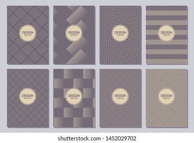 Set of flyers, posters, banners, placards, brochure design templates A6 size. Graphic design templates for logo, labels and badges. Abstract geometric backgrounds. Stylish color backgrounds.