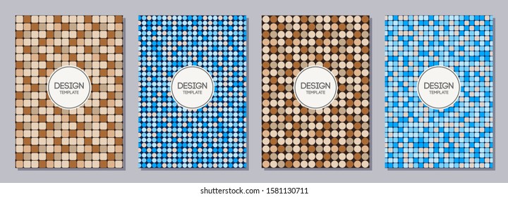 Set of flyers, posters, banners, placards, brochure design templates A6 size. Graphic design templates for logo, labels and badges. Abstract geometric vector backgrounds. Stylish color backgrounds.
