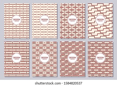 Set of flyers, posters, banners, placards, brochure design templates A6 size. Graphic design templates for labels, badges. Abstract geometric vector color backgrounds.