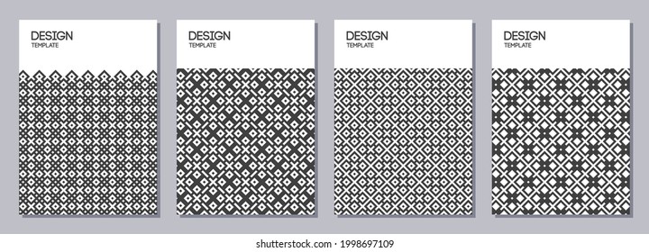 Set of flyers, posters, banners, placards, brochure design templates A6 size. Graphic design templates with rhombuses. Vector monochrome background.