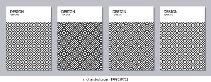 Set of flyers, posters, banners, placards, brochure design templates A6 size. Graphic design templates with rhombuses. Vector monochrome background