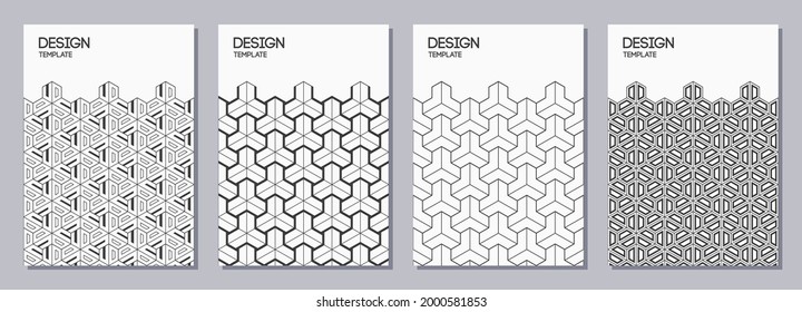 Flyer, Plakate, Banner, Plakate, Plakate, Broschüren-Design-Vorlagen A6 mit koreanischen, japanischen Ornamenten. Grafisches Design für Grußkarten, Einladungskarten. Vektorschwarz-weißer Hintergrund.