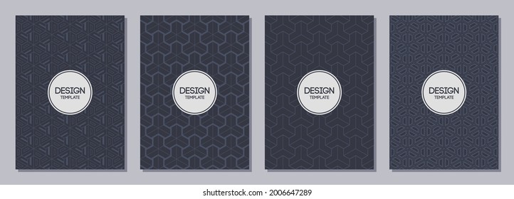 Flyer, Plakate, Banner, Plakate, Plakate, Broschüren-Design-Vorlagen A6 mit koreanischen, japanischen Ornamenten. Grafisches Design für Grußkarten, Einladungskarten. Vektordunkelblaue Hintergründe.