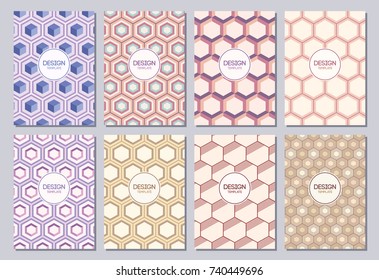 Set of flyers, posters, banners, placards, brochure design templates A6 size. Graphic design templates for logo, labels and badges. Abstract geometric backgrounds. Retro Backgrounds.